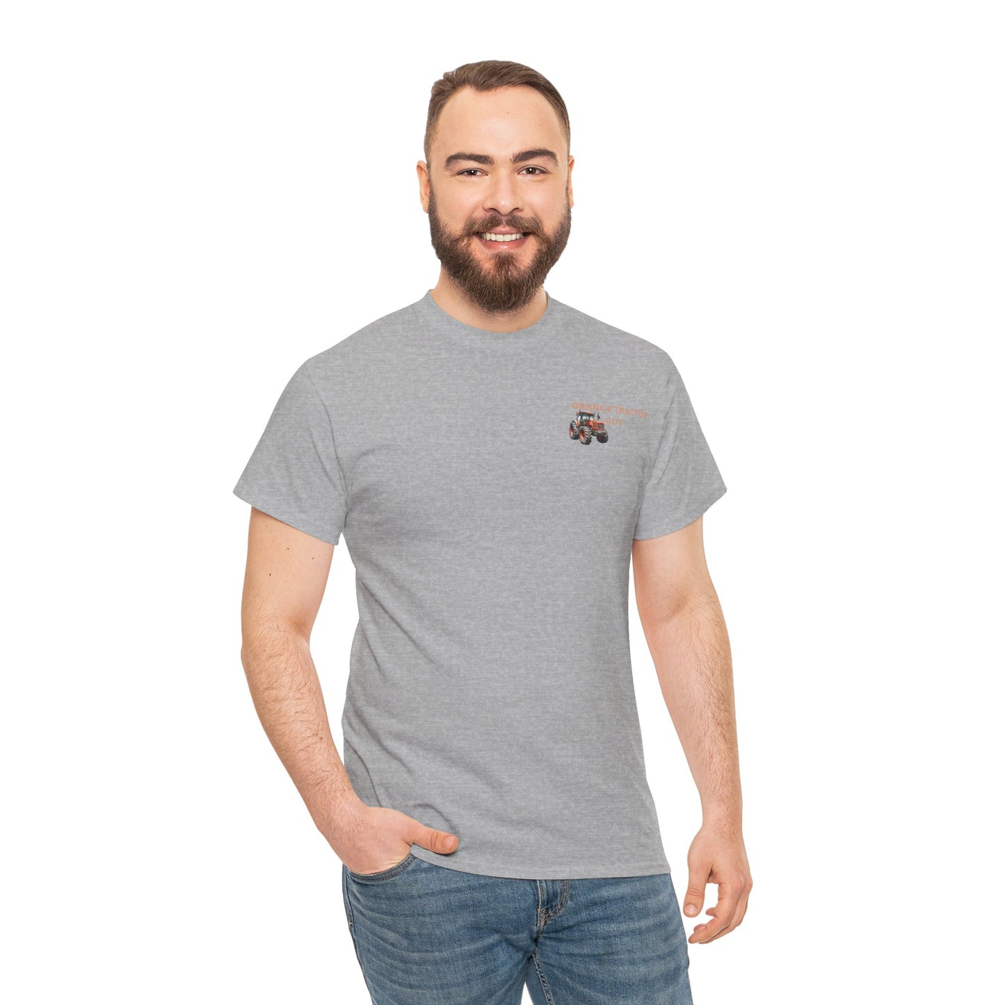 Orange Tractor Guy Heavy Cotton Tee