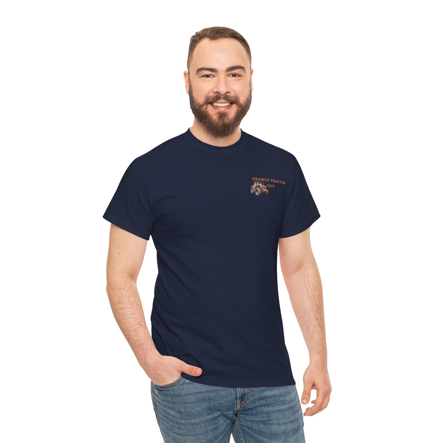 Orange Tractor Guy Heavy Cotton Tee