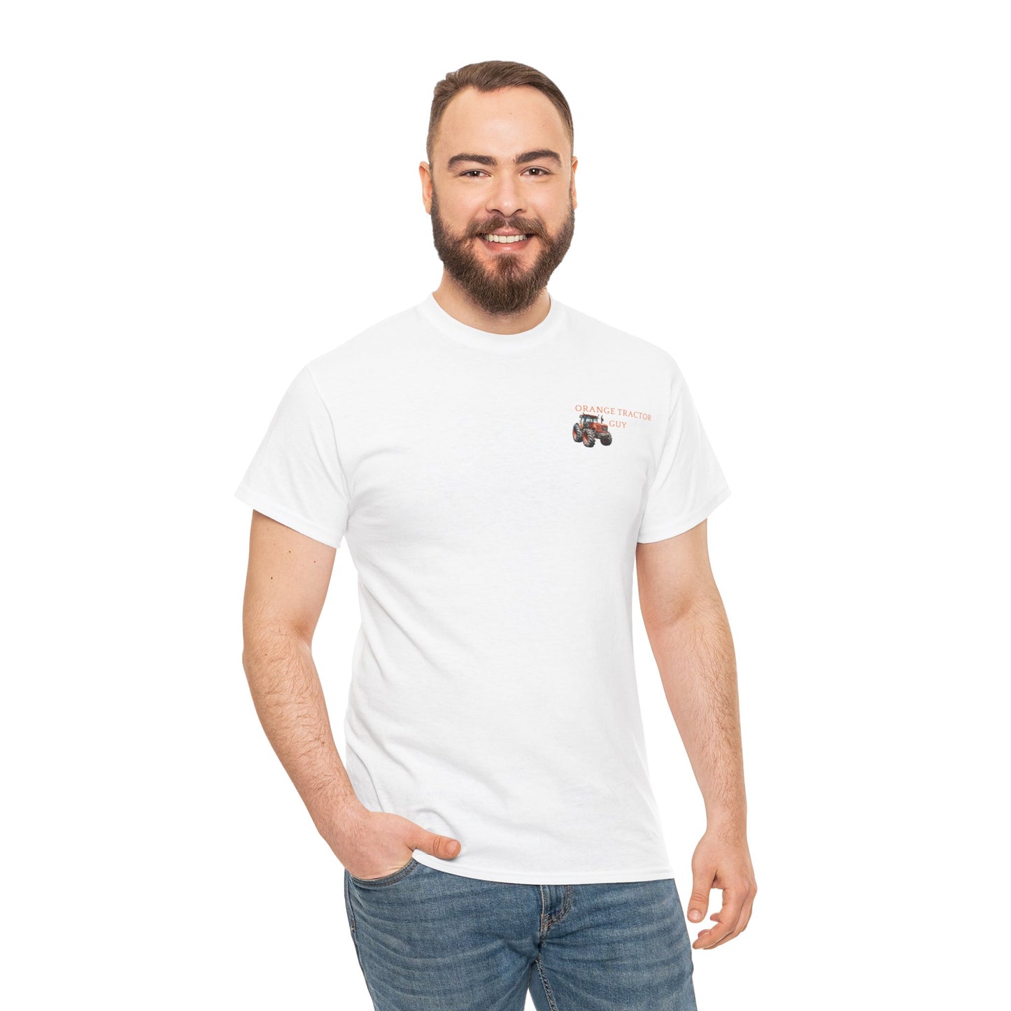 Orange Tractor Guy Heavy Cotton Tee